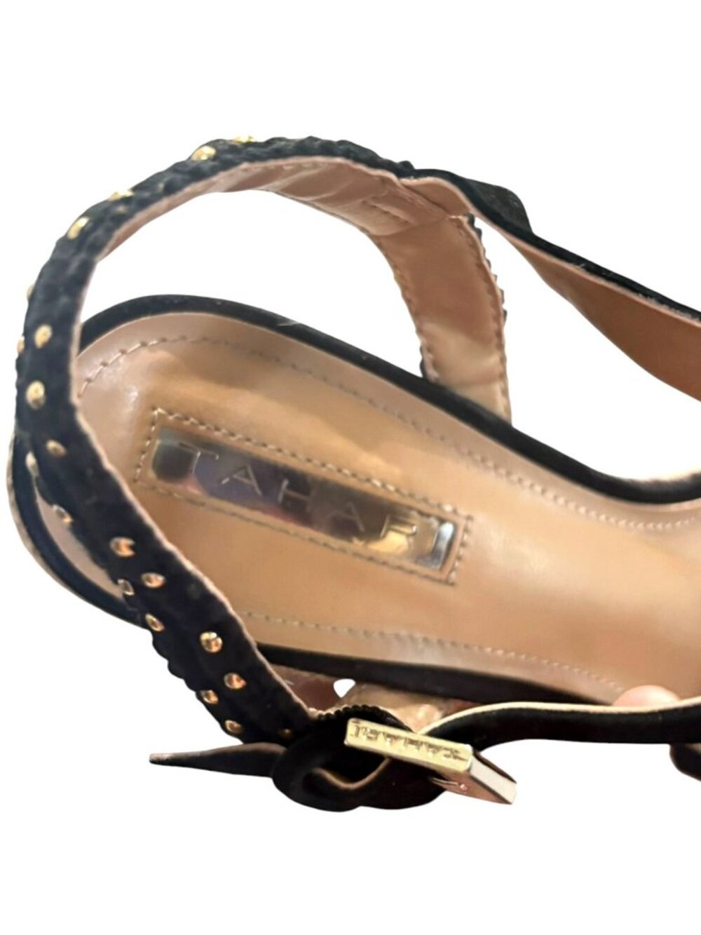 Tahari Studded Espadrille Wedge Heeled Sandals 6.5 Suede Strappy Coquette Walsh - Picture 10 of 10